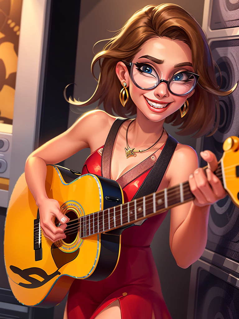 11870-860471927-Best quality, happily, A girl in a red dress who plays the guitar,.png